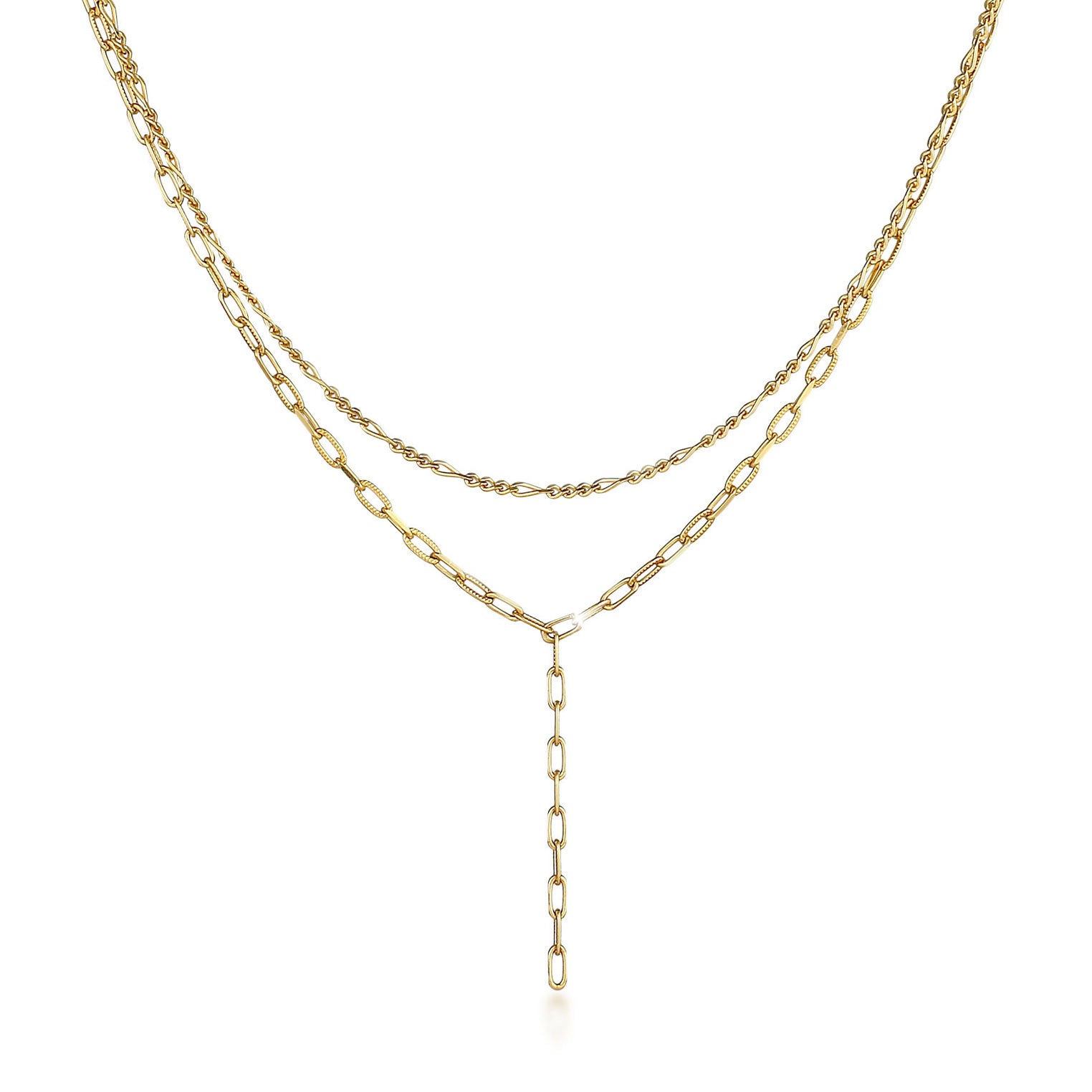 Gold - Elli | Layer-Halskette Y-Shape | 925 Sterling Silber vergoldet