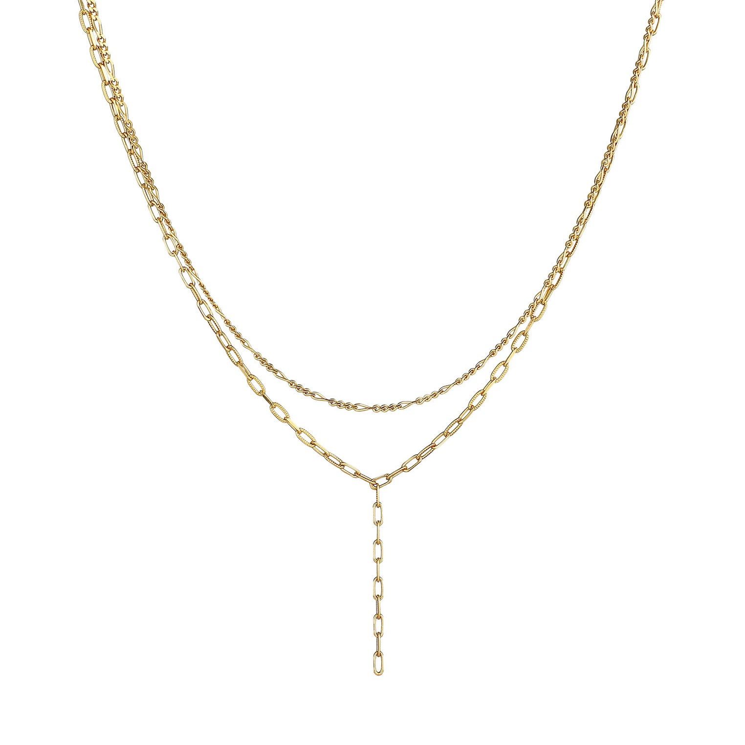 Gold - Elli | Layer-Halskette Y-Shape | 925 Sterling Silber vergoldet