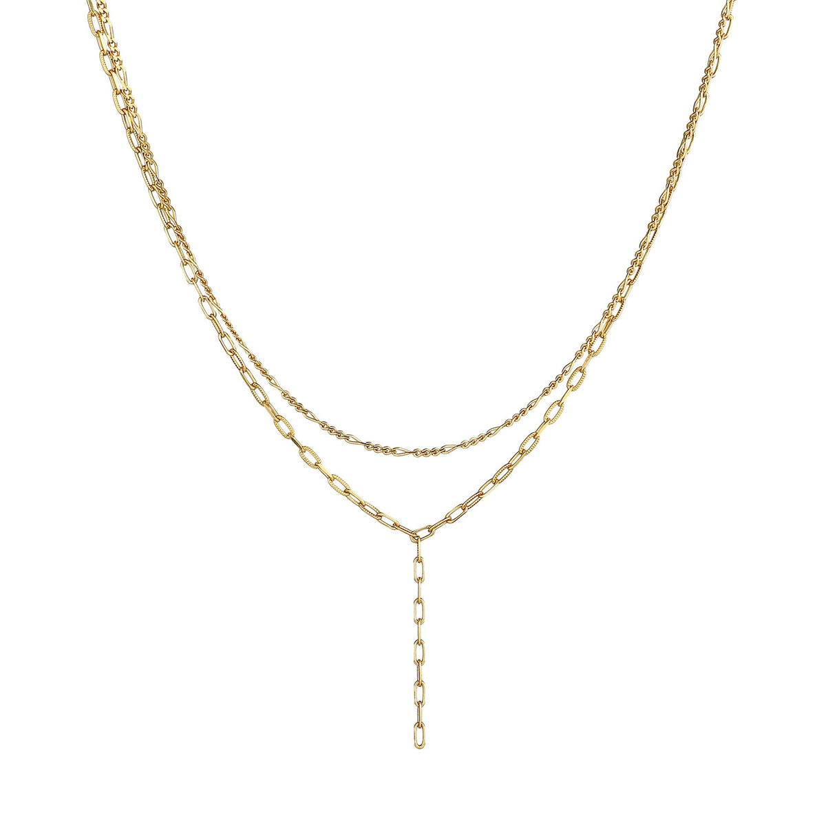 Gold - Elli | Layer-Halskette Y-Shape | 925 Sterling Silber vergoldet