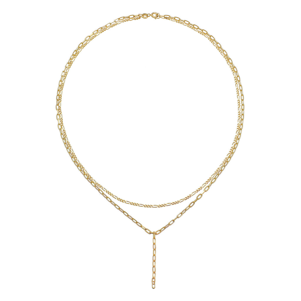 Gold - Elli | Layer-Halskette Y-Shape | 925 Sterling Silber vergoldet