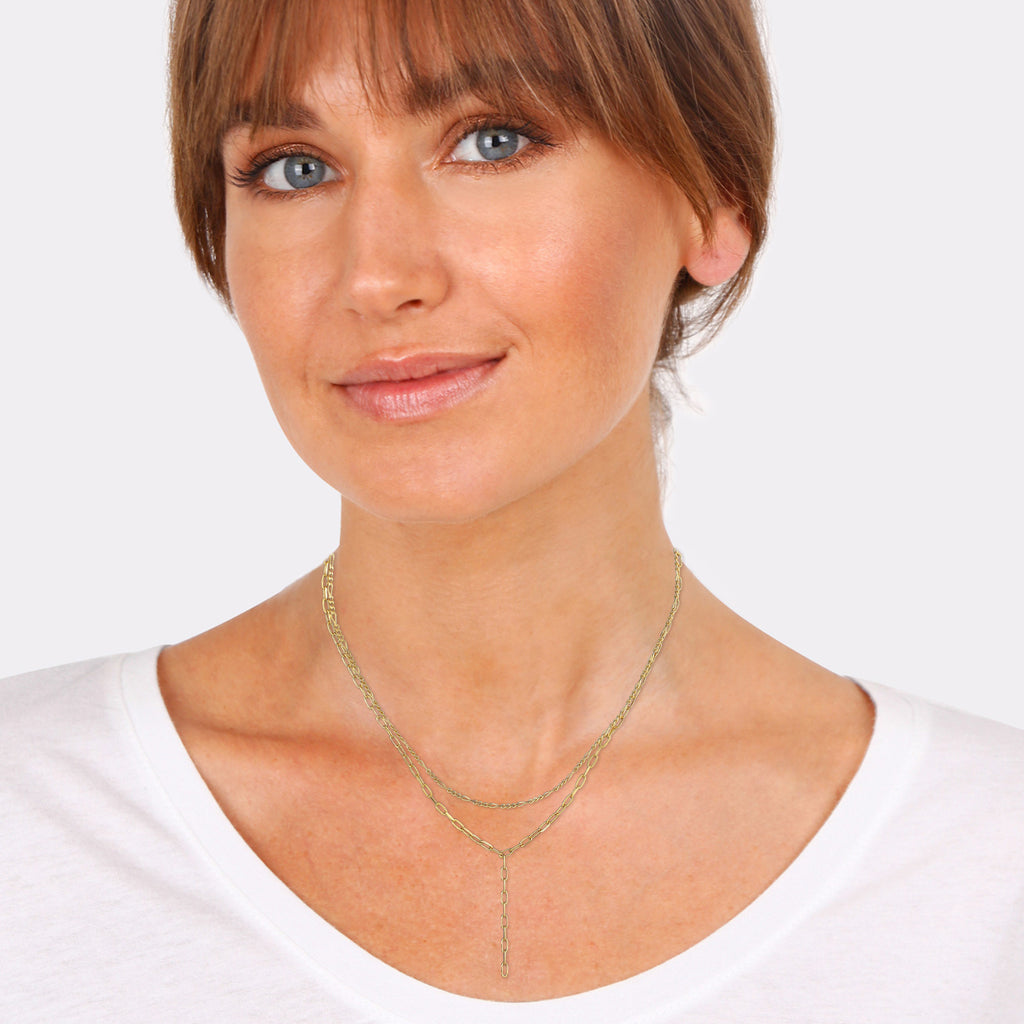 Gold - Elli | Layer-Halskette Y-Shape | 925 Sterling Silber vergoldet