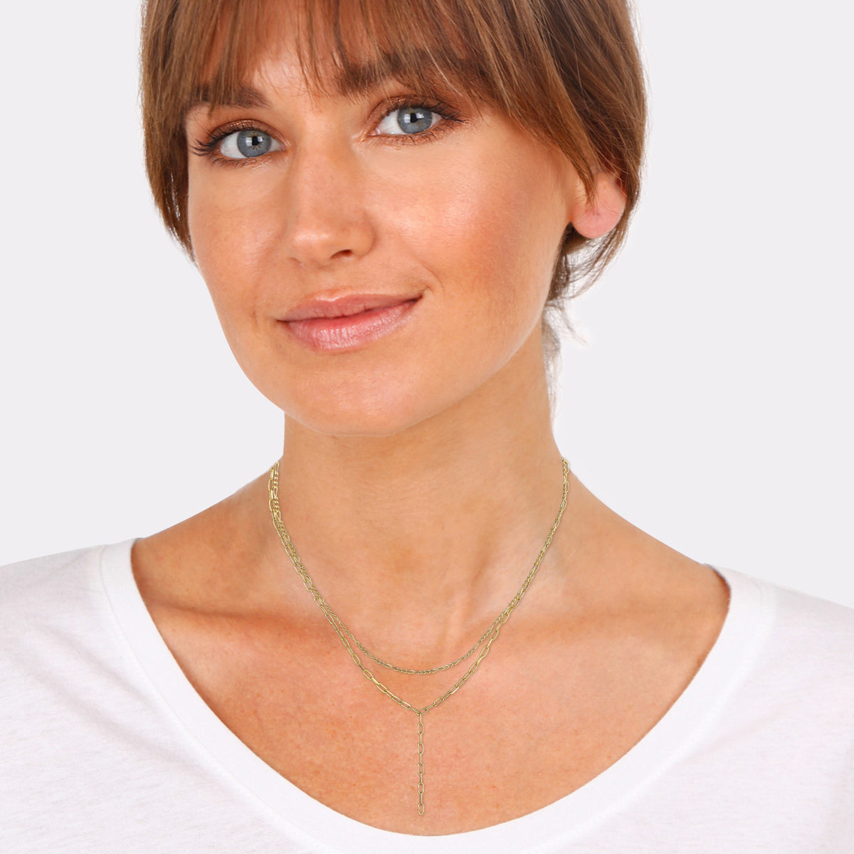 Gold - Elli | Layer-Halskette Y-Shape | 925 Sterling Silber vergoldet