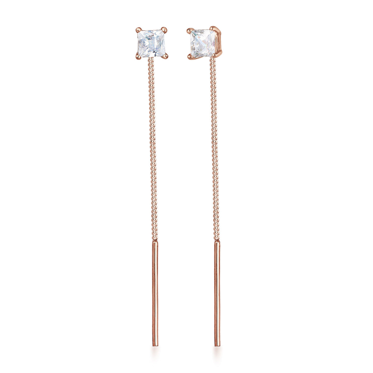 Roségold - Elli | Ohrhänger Ear Chain | Zirkonia ( Weiß ) | 925 Sterling Silber Rosegold