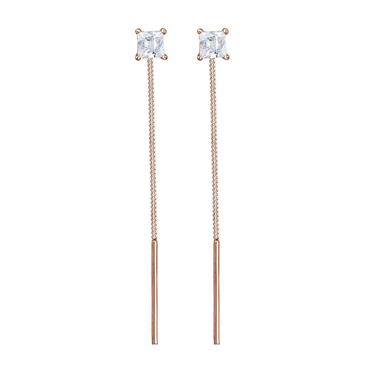 Roségold - Elli | Ohrhänger Ear Chain | Zirkonia ( Weiß ) | 925 Sterling Silber Rosegold
