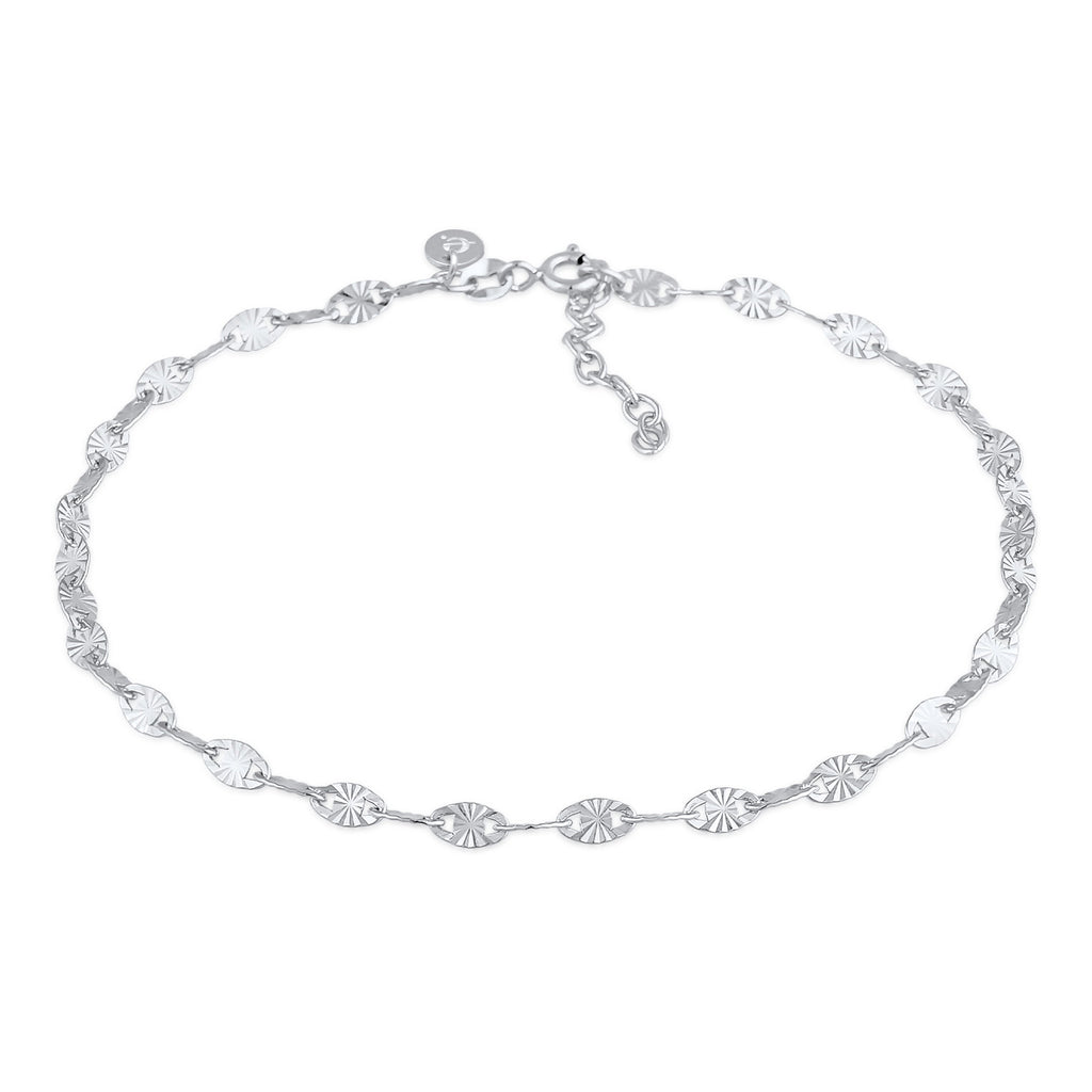 Silber - Elli PREMIUM | Vintage-Fußkettchen Geo | 925er Sterling Silber