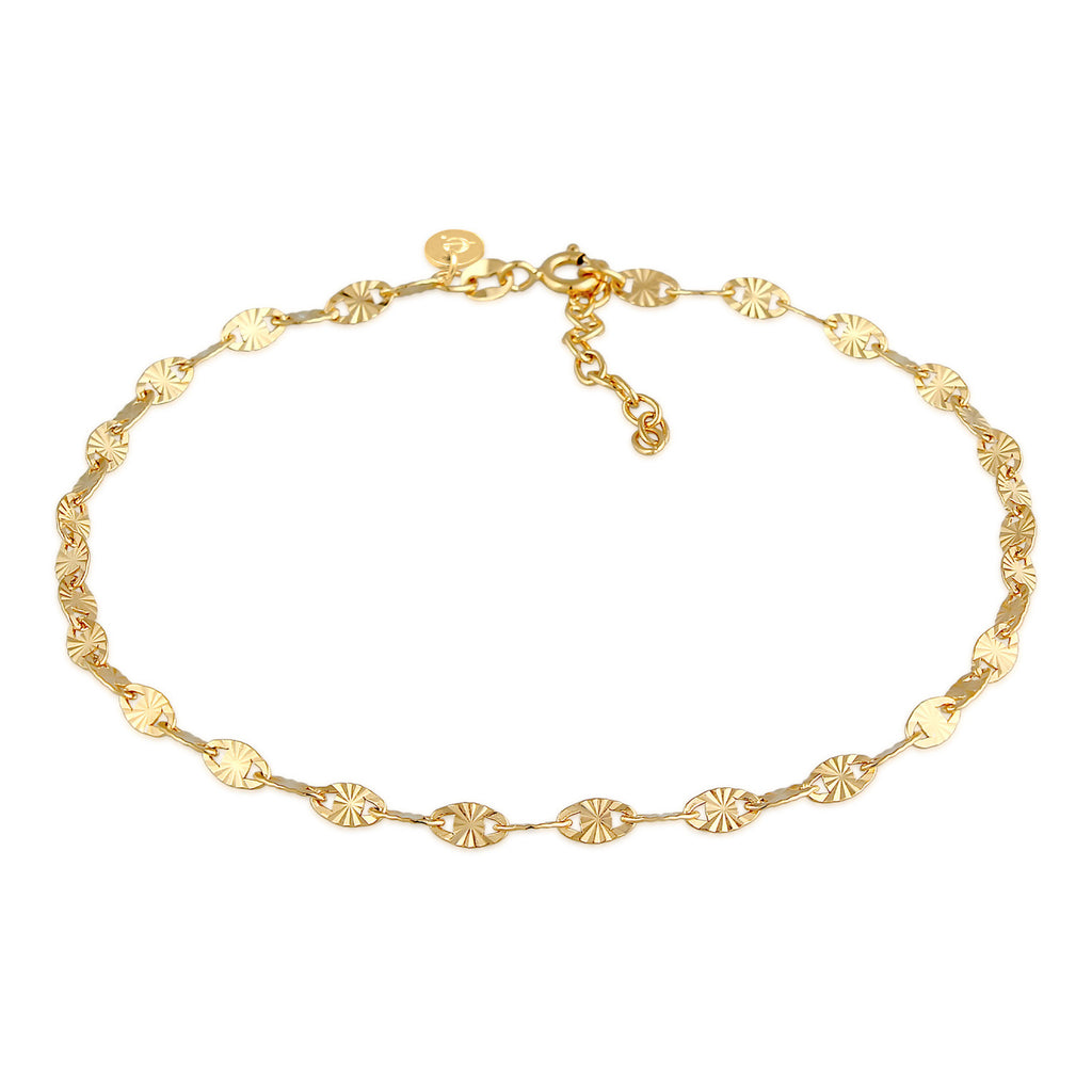 Gold - Elli PREMIUM | Vintage-Fußkettchen Geo | 925 Sterling Silber vergoldet