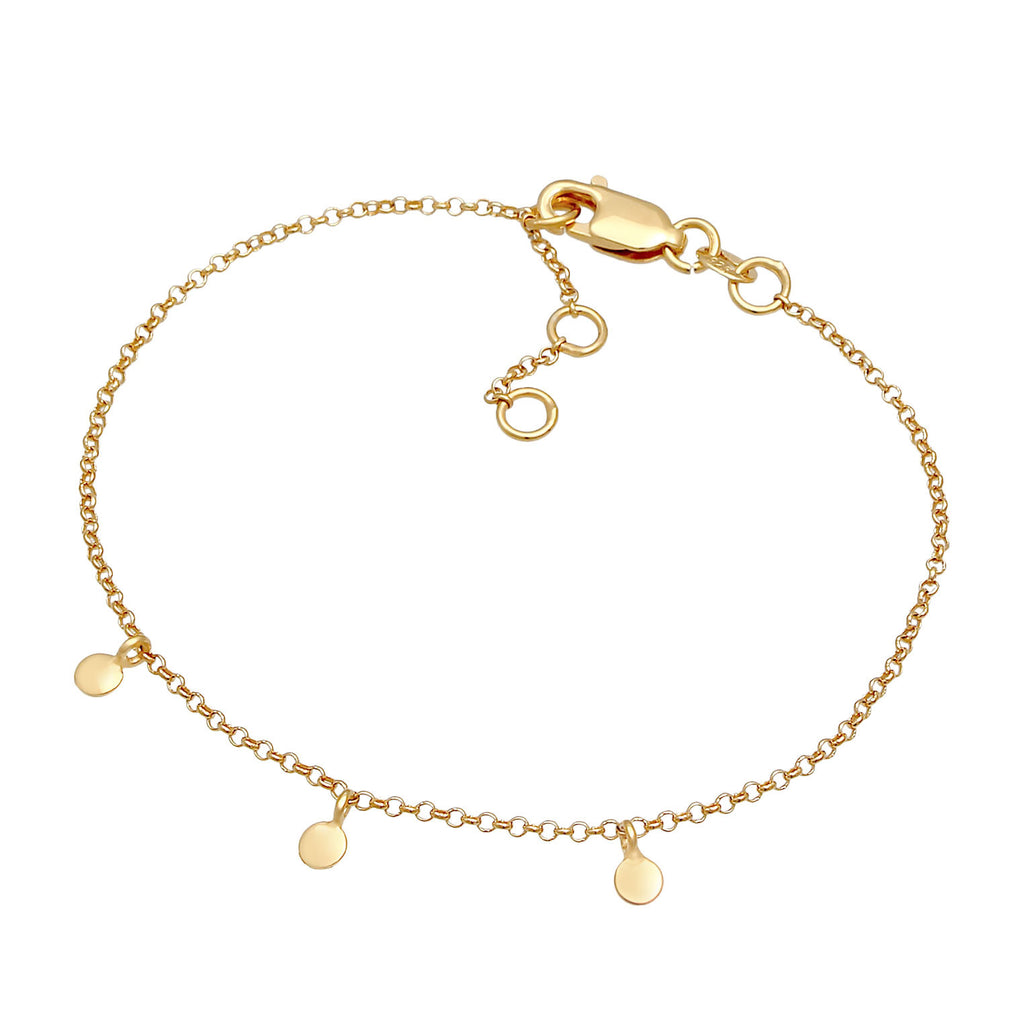 Gold - Elli PREMIUM | Armband Plättchen Anhänger | 375 Gelbgold
