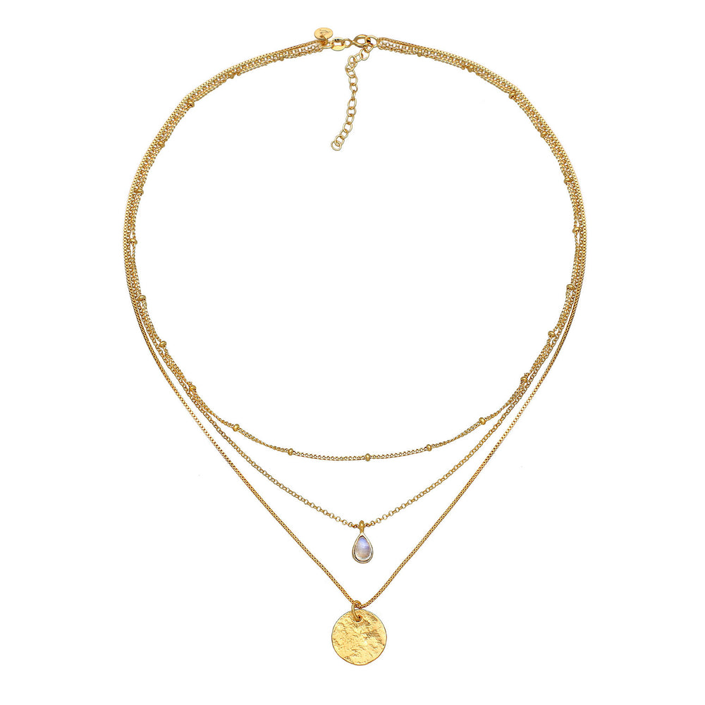 Venezianer-Layer-Halskette | Mondstein ( Weiß )