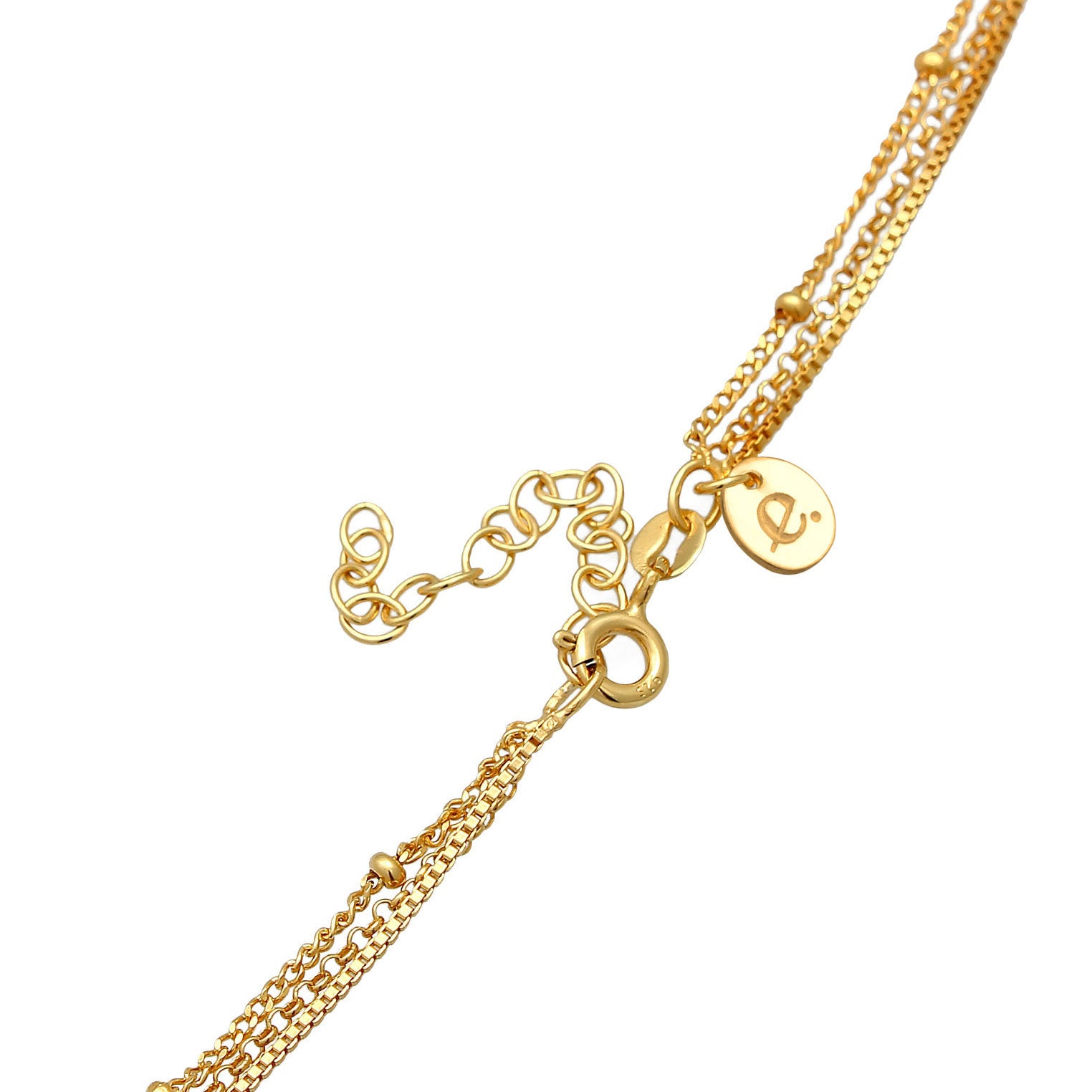 Gold - Elli PREMIUM | Venezianer-Layer-Halskette | Mondstein ( Weiß ) | 925 Sterling Silber vergoldet