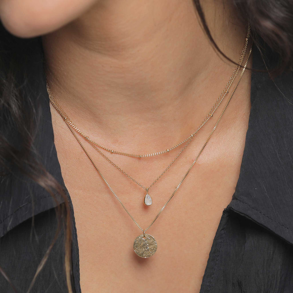 Venezianer-Layer-Halskette | Mondstein ( Weiß )