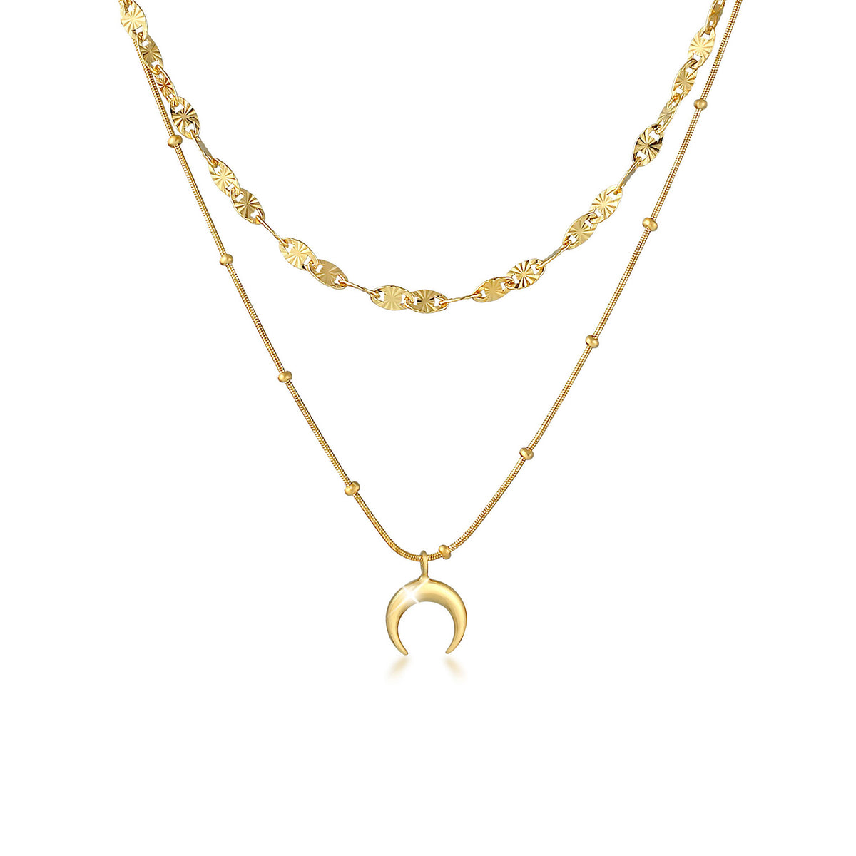 Gold - Elli | Layer-Kugel-Halskette Astro | 925 Sterling Silber vergoldet