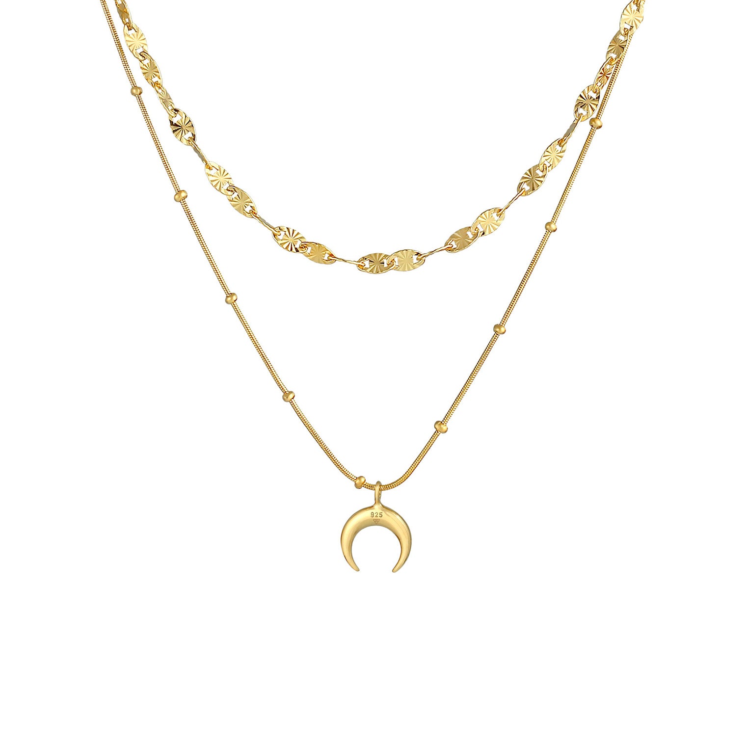 Gold - Elli | Layer-Kugel-Halskette Astro | 925 Sterling Silber vergoldet