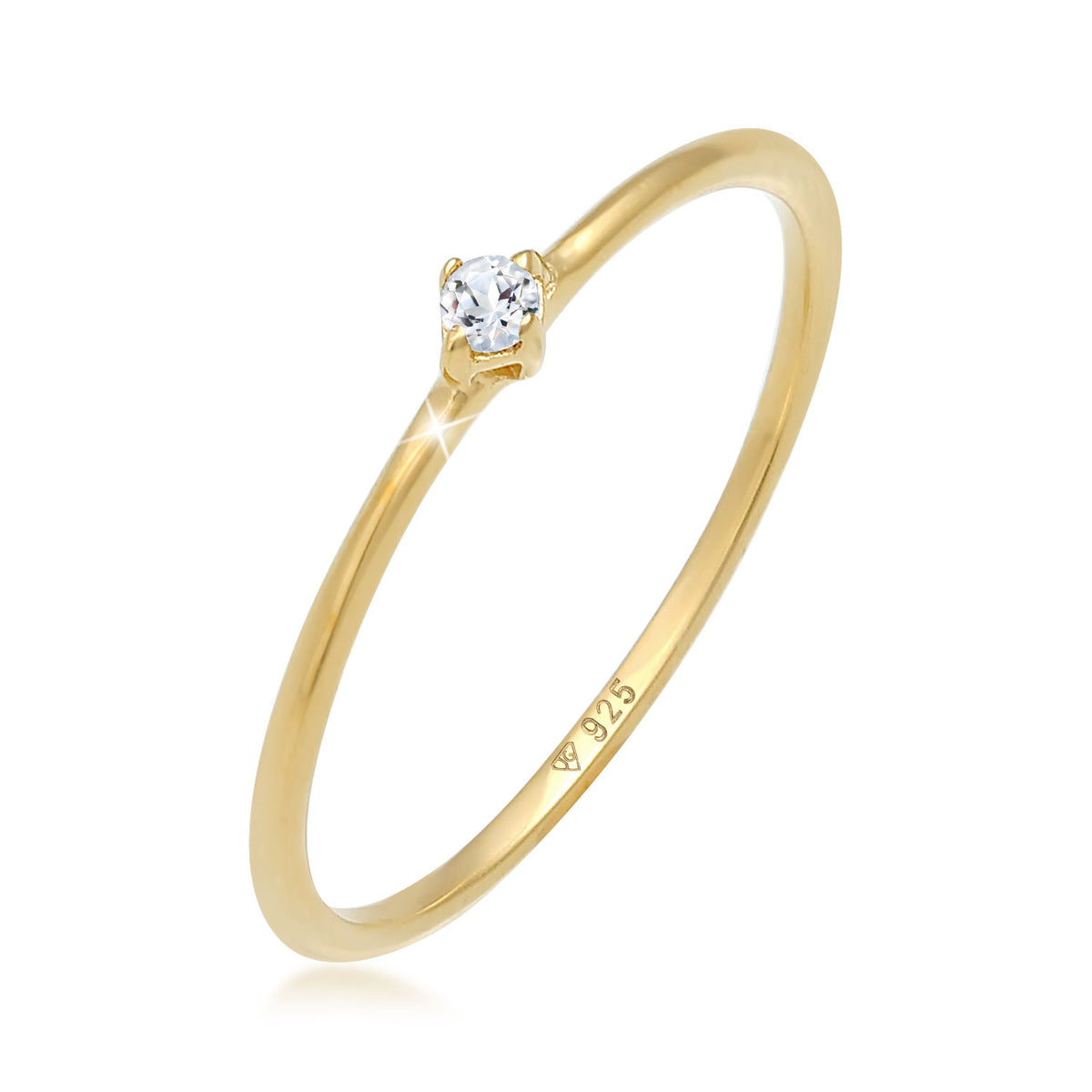 Gold - Elli PREMIUM | Verlobungsring | Topas ( Weiß ) | 925 Sterling Silber vergoldet