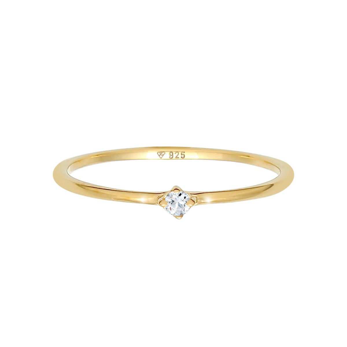 Gold - Elli PREMIUM | Verlobungsring | Topas ( Weiß ) | 925 Sterling Silber vergoldet