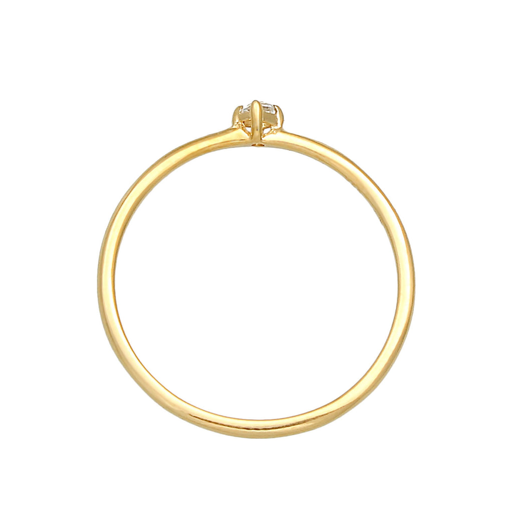 Gold - Elli PREMIUM | Verlobungsring | Topas ( Weiß ) | 925 Sterling Silber vergoldet