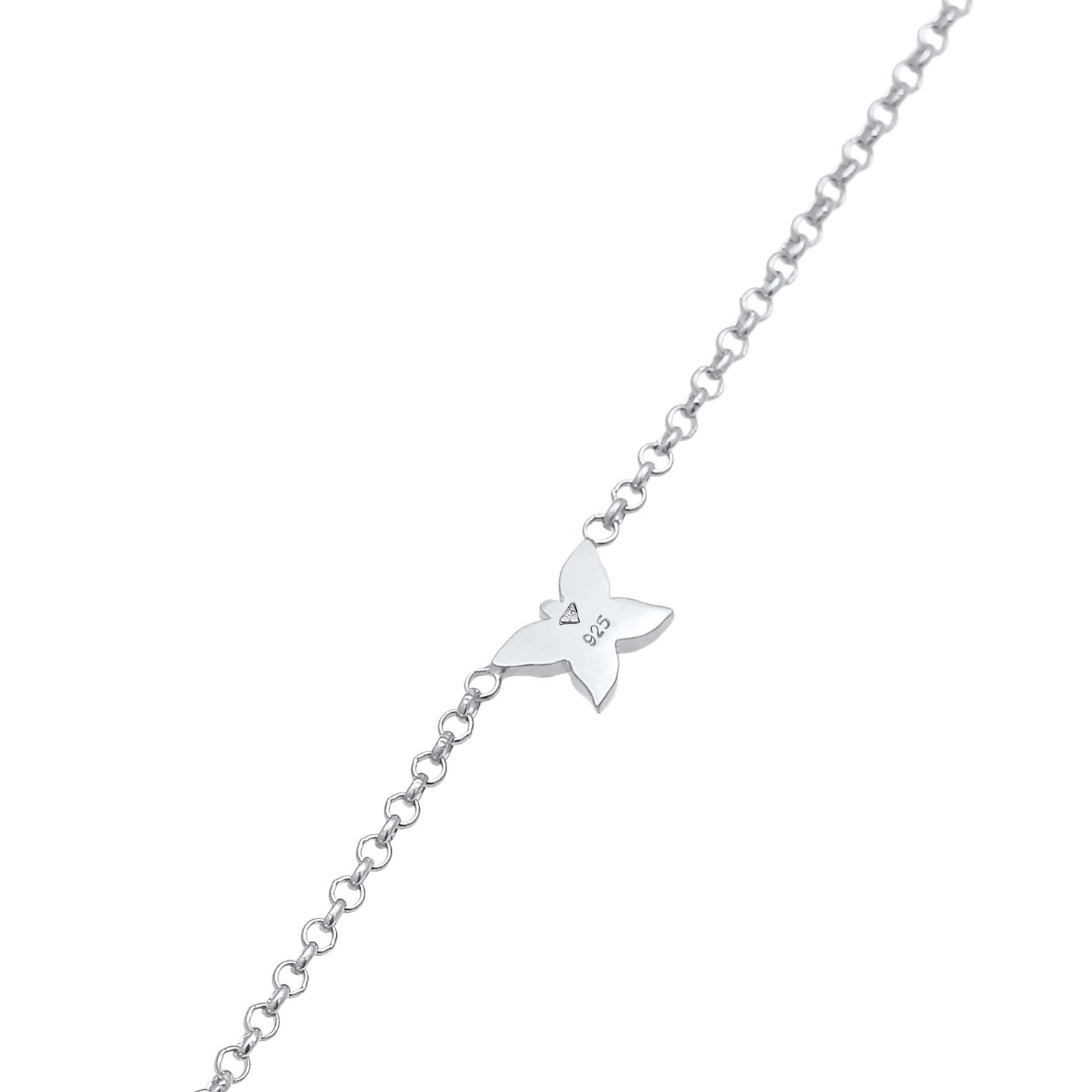 Silber - Elli | Fußkettchen Schmetterling | Zirkonia ( Weiß ) | 925er Sterling Silber