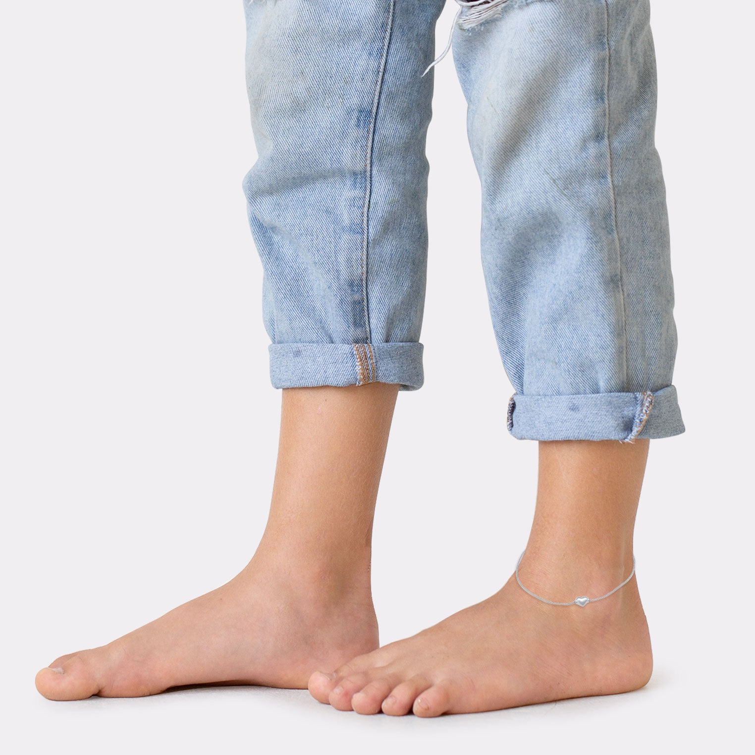 Silber - Elli | Fußkettchen Herz | 925er Sterling Silber