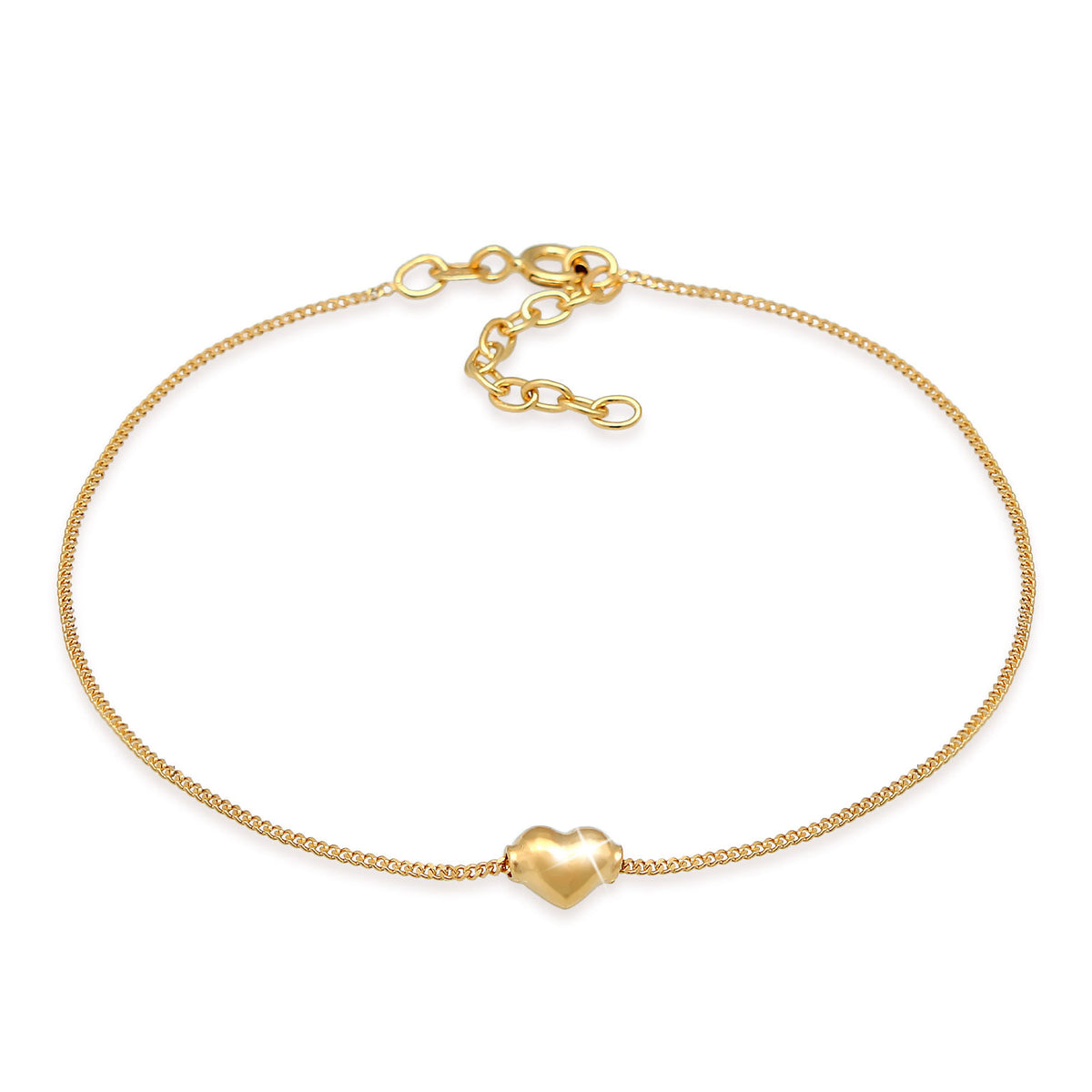 Gold - Elli | Fußkettchen Herz | 925 Sterling Silber vergoldet