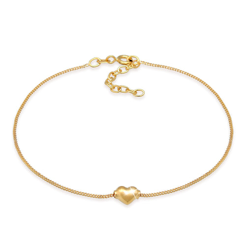 Gold - Elli | Fußkettchen Herz | 925 Sterling Silber vergoldet