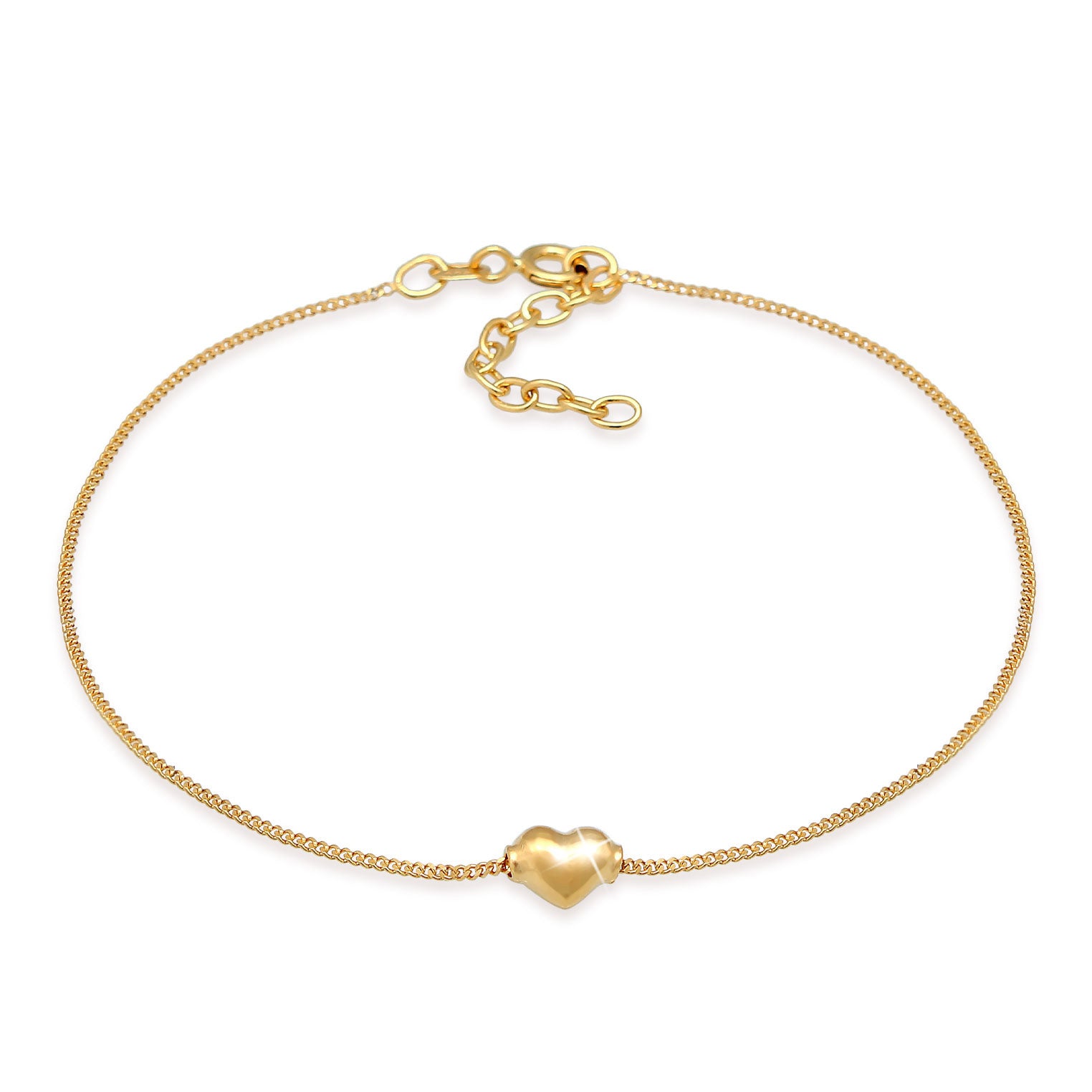 Gold - Elli | Fußkettchen Herz | 925 Sterling Silber vergoldet