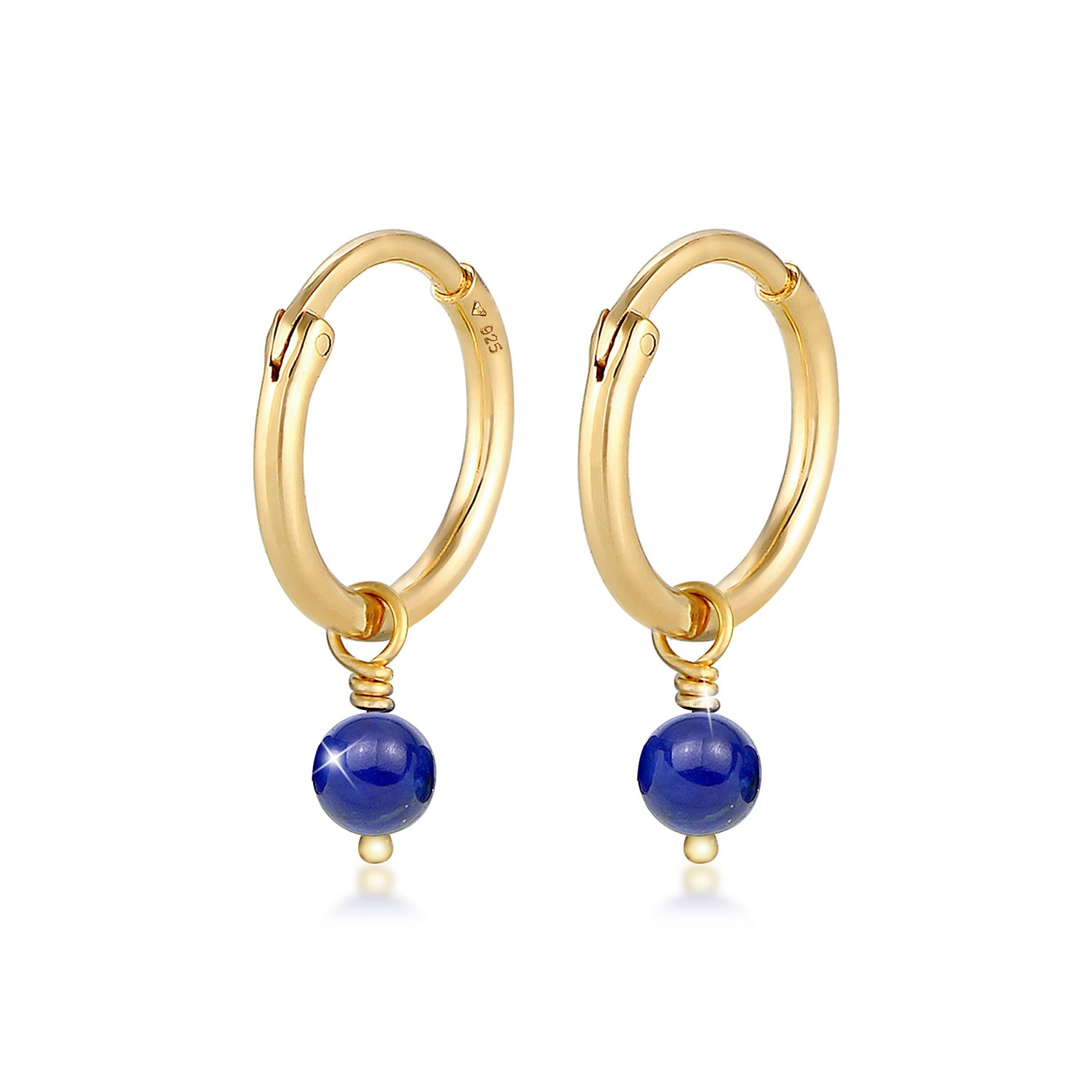 Gold - Elli | Creole | Lapis Lazuli ( Blau ) | 925 Sterling Silber vergoldet
