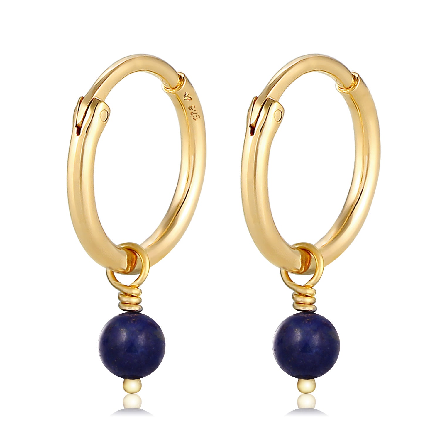 Gold - Elli | Creole | Lapis Lazuli ( Blau ) | 925 Sterling Silber vergoldet