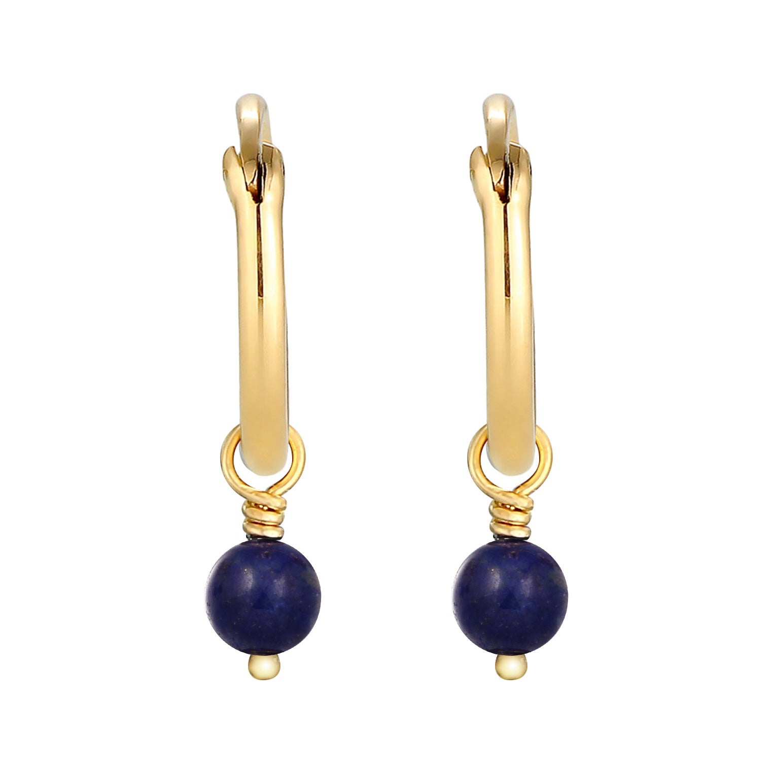 Gold - Elli | Creole | Lapis Lazuli ( Blau ) | 925 Sterling Silber vergoldet