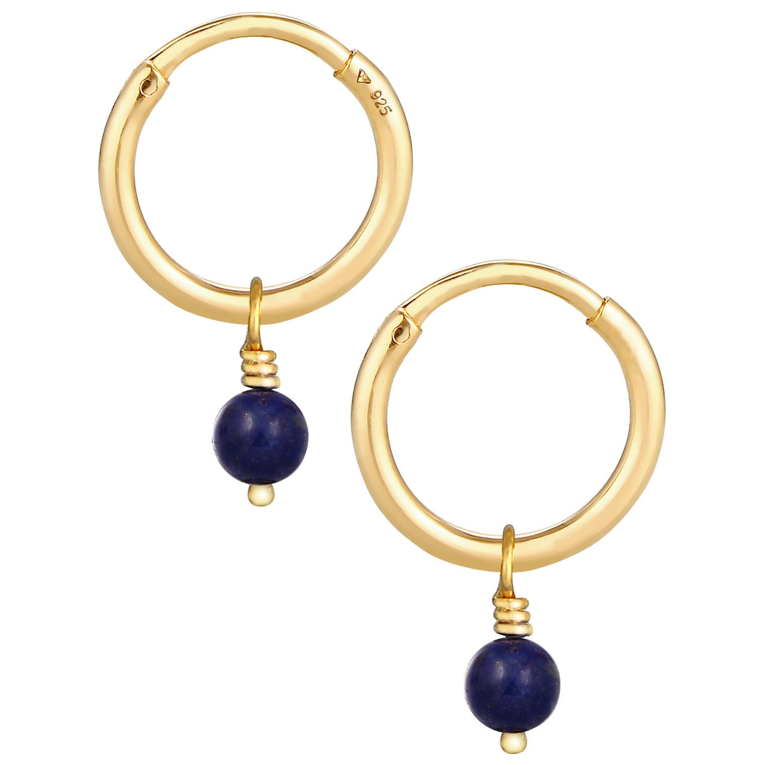 Gold - Elli | Creole | Lapis Lazuli ( Blau ) | 925 Sterling Silber vergoldet