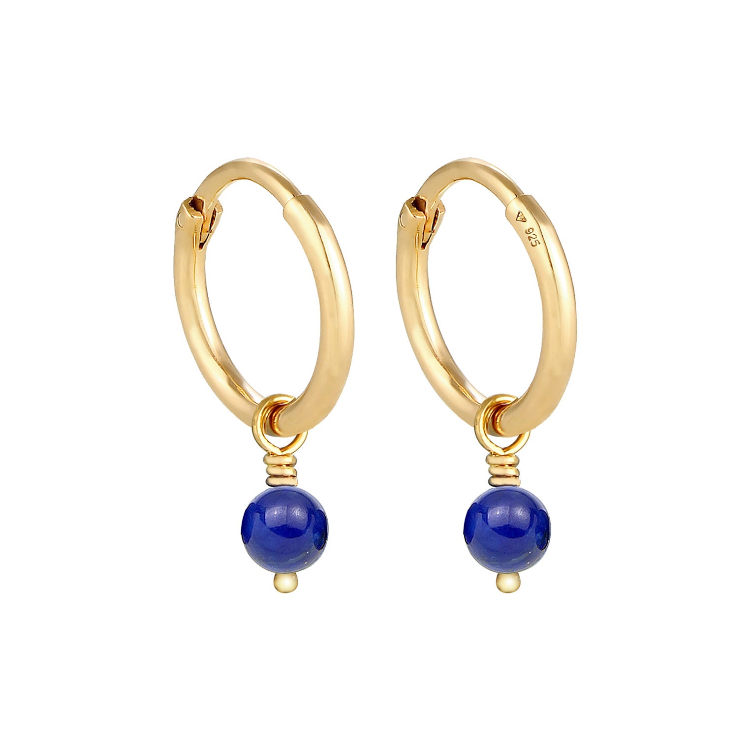 Gold - Elli | Creole | Lapis Lazuli ( Blau ) | 925 Sterling Silber vergoldet