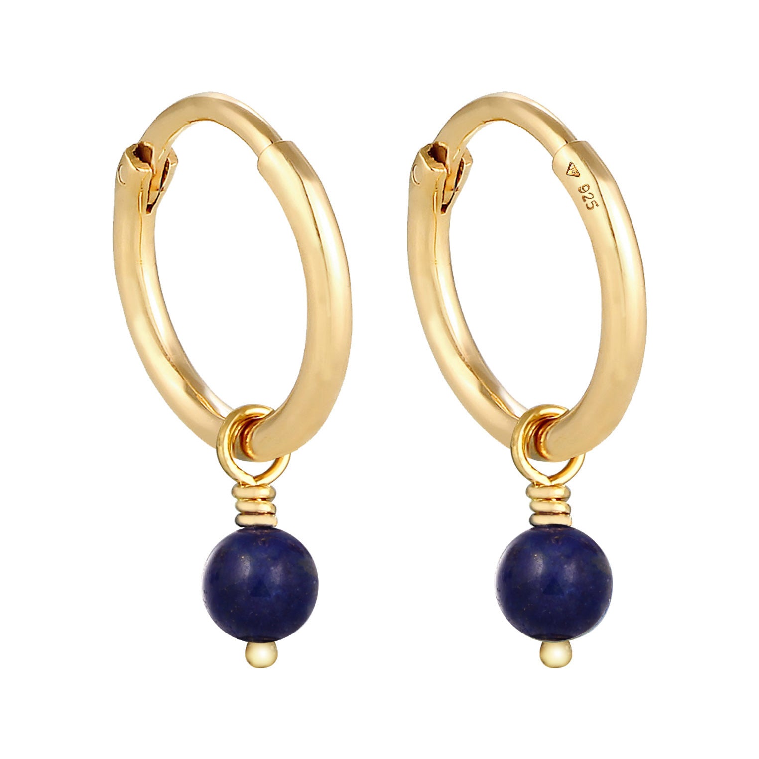 Gold - Elli | Creole | Lapis Lazuli ( Blau ) | 925 Sterling Silber vergoldet