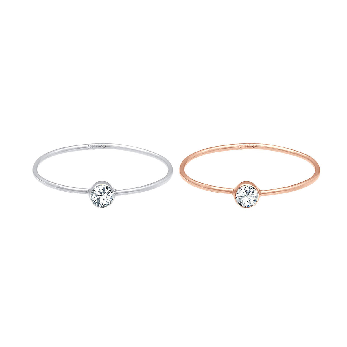Roségold - Elli | Ring | Mit Kristallen von Swarovski® (Weiß) | 925 Sterling Silber Rosegold