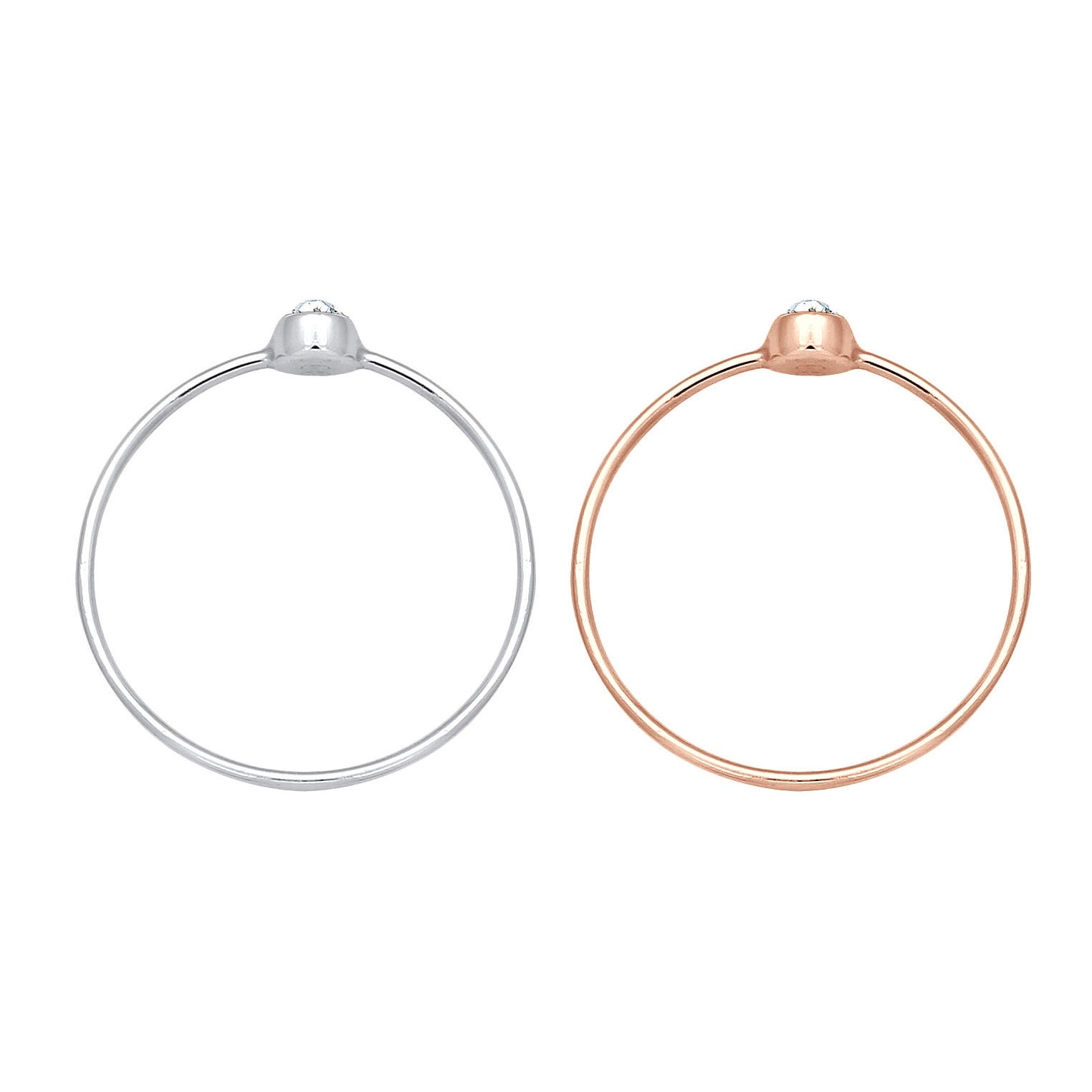 Roségold - Elli | Ring | Kristall ( Weiß ) | 925 Sterling Silber Rosegold