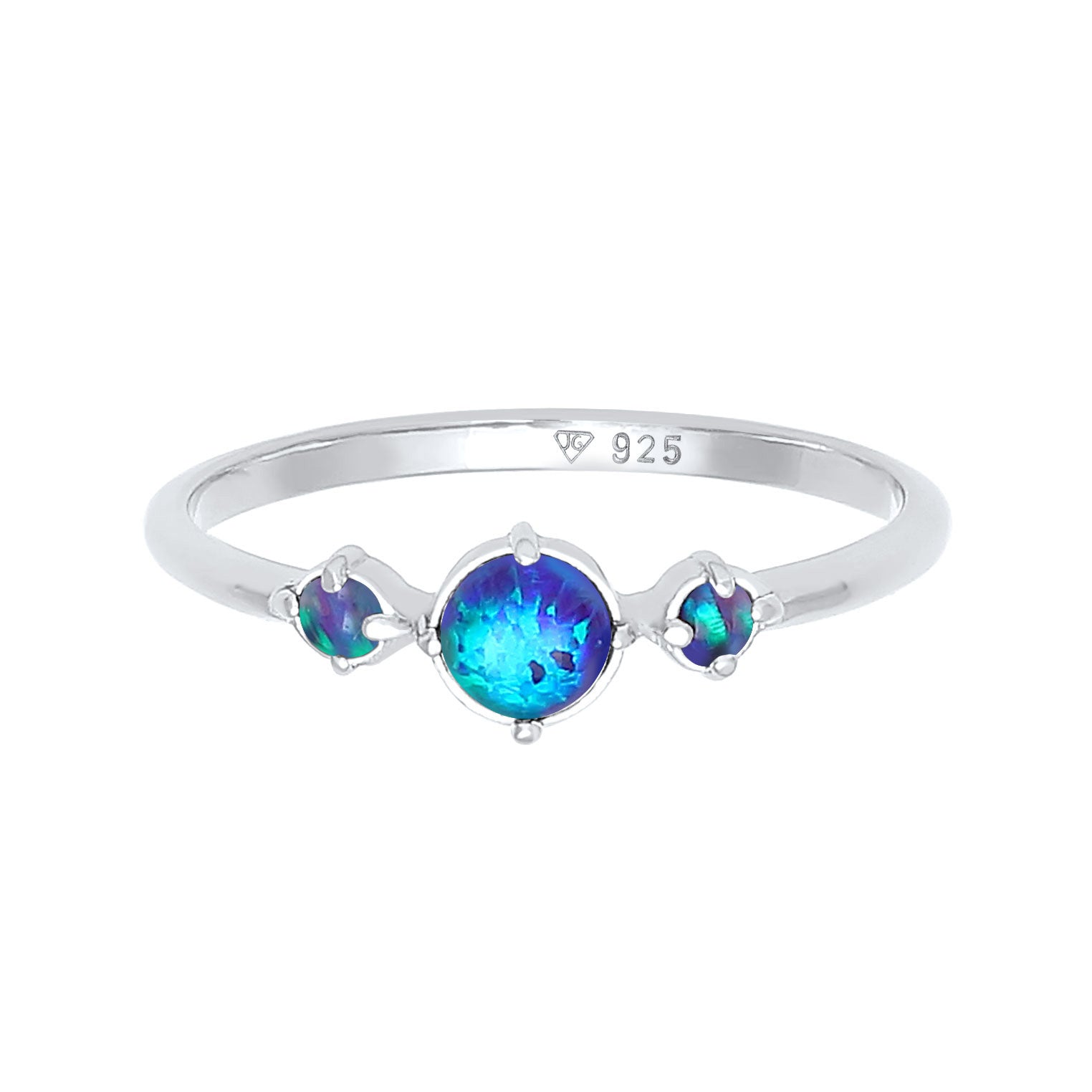 Blau - Elli | Ring | Opal ( Dunkelblau ) | 925er Sterling Silber