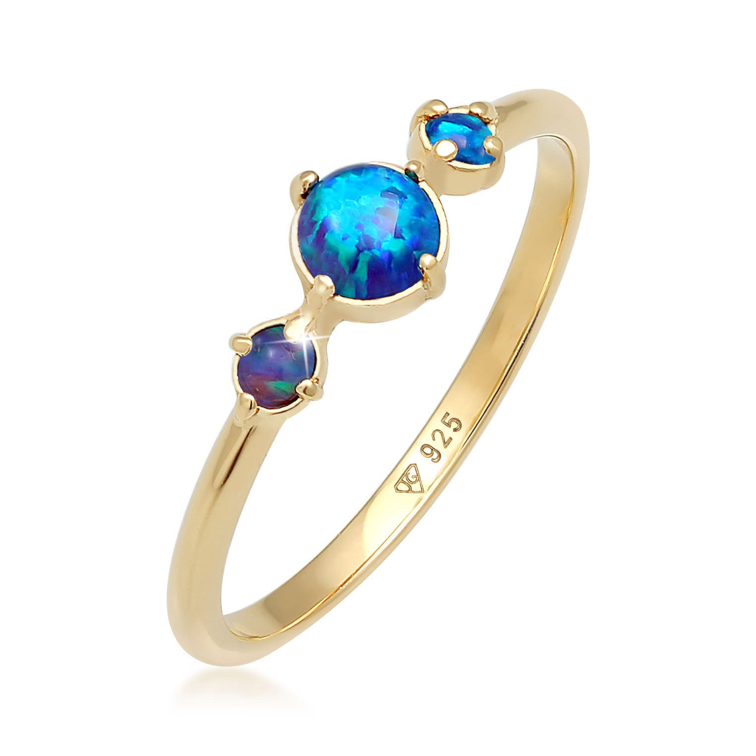 Dunkelblau - Elli | Ring | Opal ( Dunkelblau ) | 925 Sterling Silber vergoldet