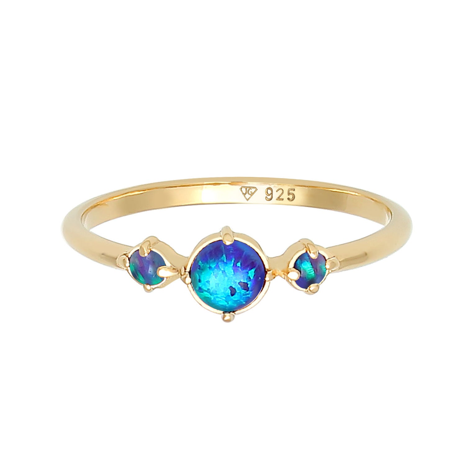 Dunkelblau - Elli | Ring | Opal ( Dunkelblau ) | 925 Sterling Silber vergoldet
