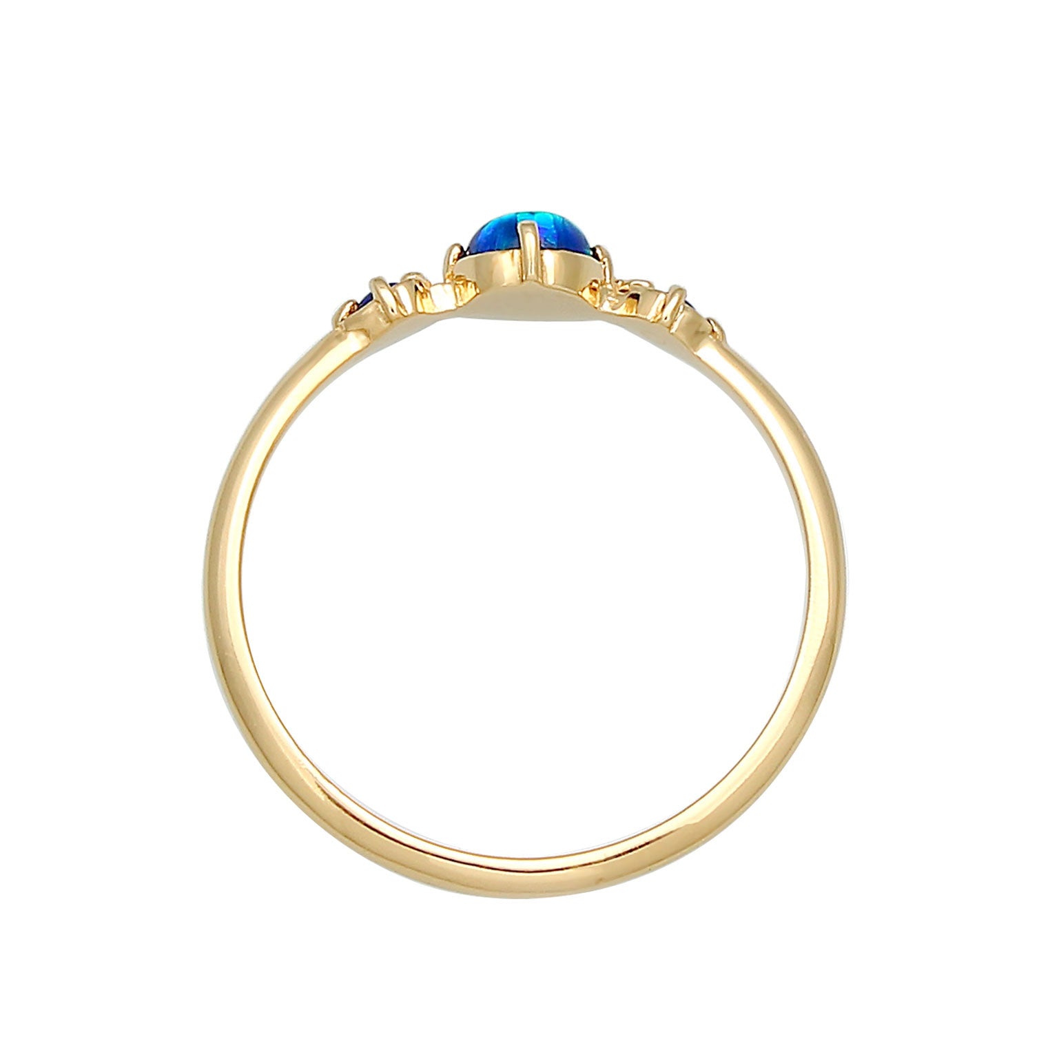 Dunkelblau - Elli | Ring | Opal ( Dunkelblau ) | 925 Sterling Silber vergoldet
