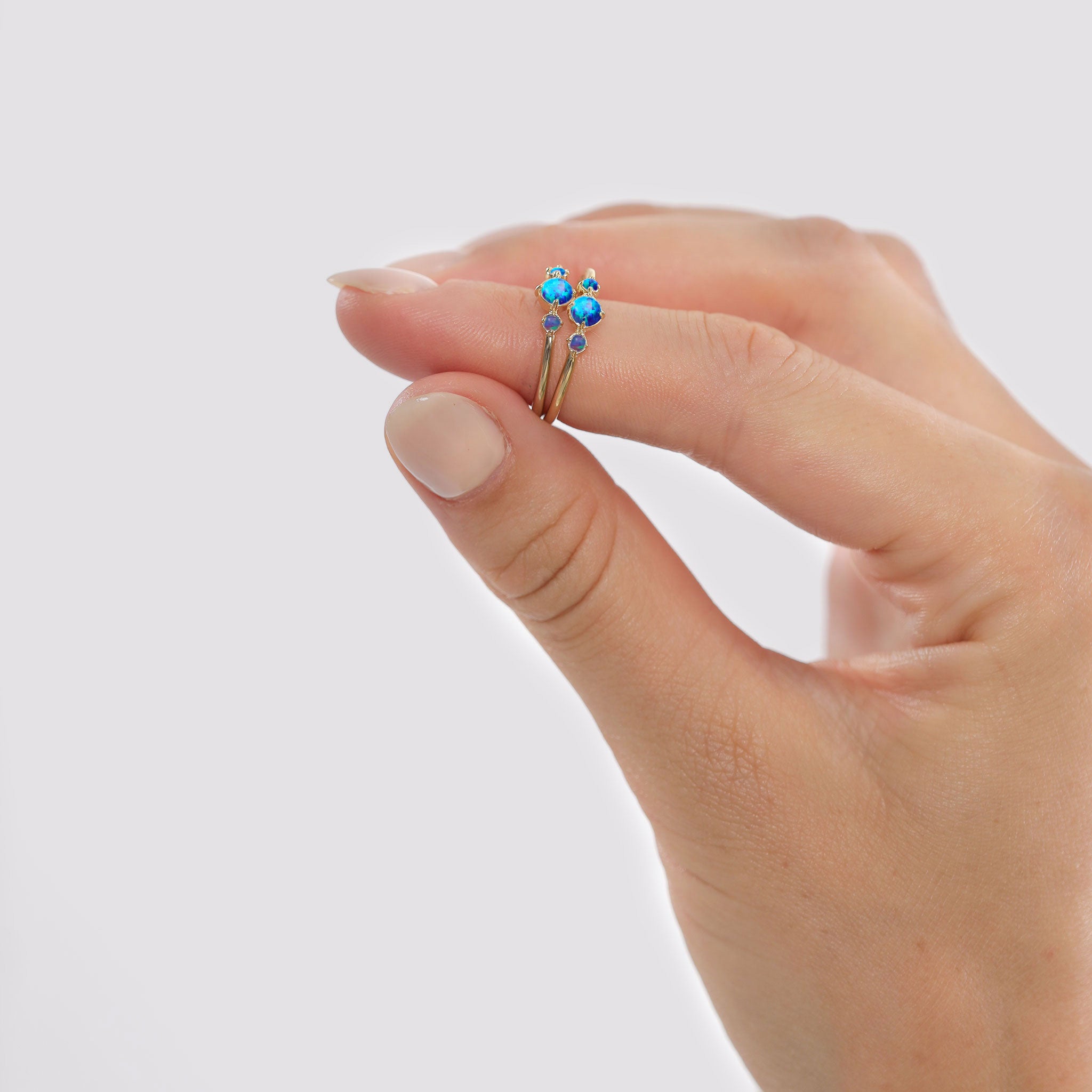 Dunkelblau - Elli | Ring | Opal ( Dunkelblau ) | 925 Sterling Silber vergoldet