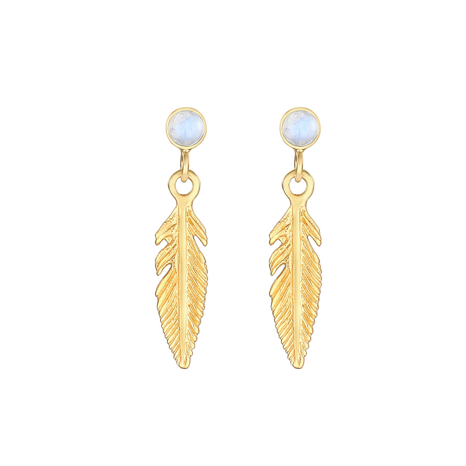 Gold - Elli | Ohrstecker | Mondstein ( Weiß ) | 925 Sterling Silber vergoldet