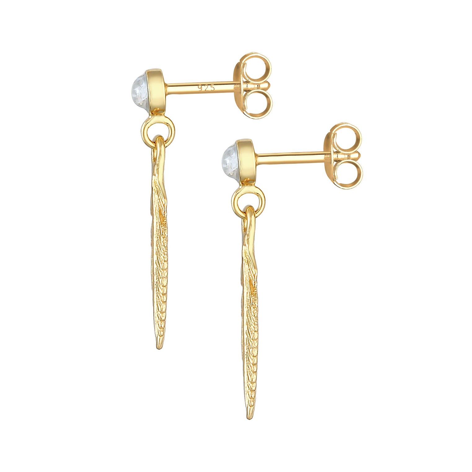 Gold - Elli | Ohrstecker | Mondstein ( Weiß ) | 925 Sterling Silber vergoldet