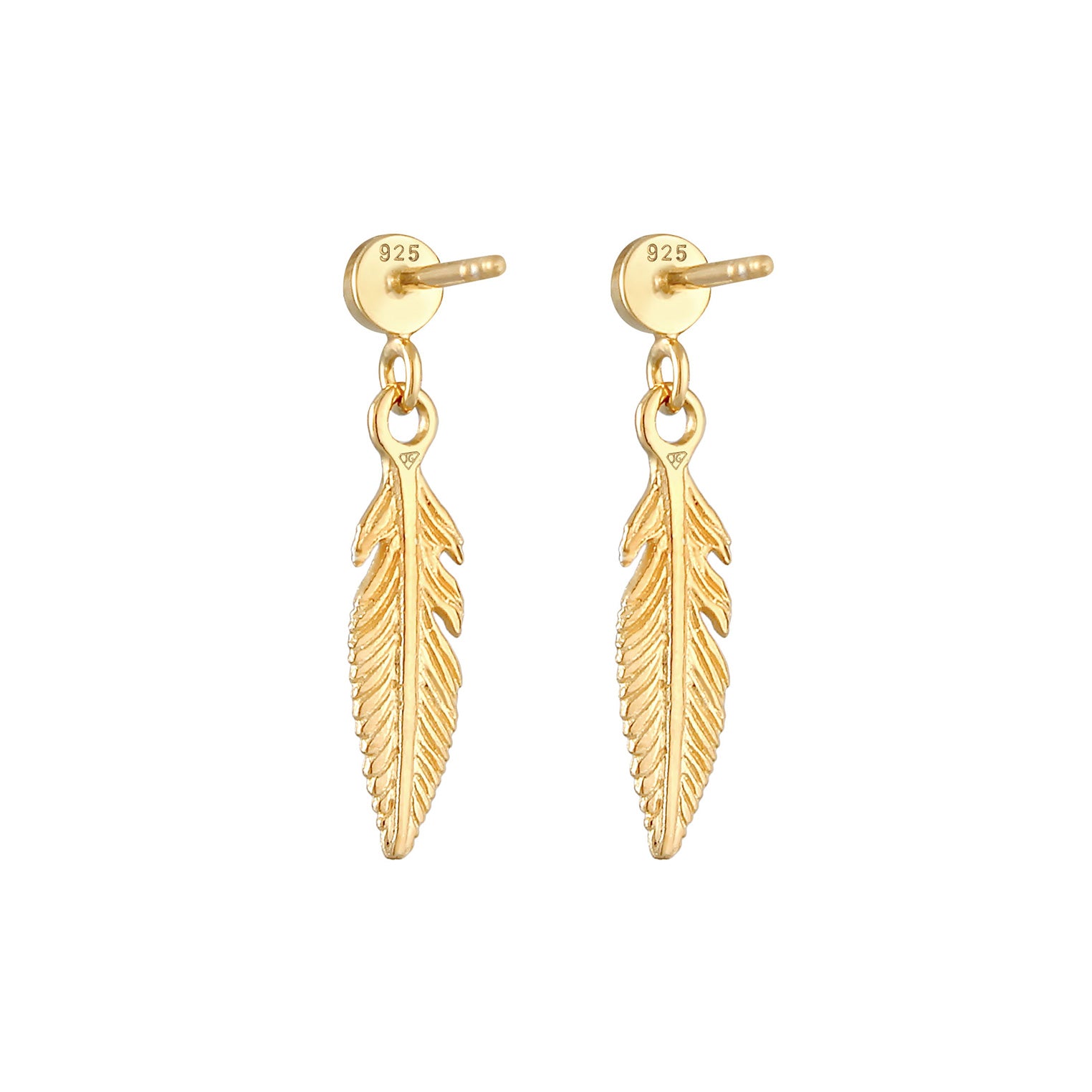Gold - Elli | Ohrstecker | Mondstein ( Weiß ) | 925 Sterling Silber vergoldet