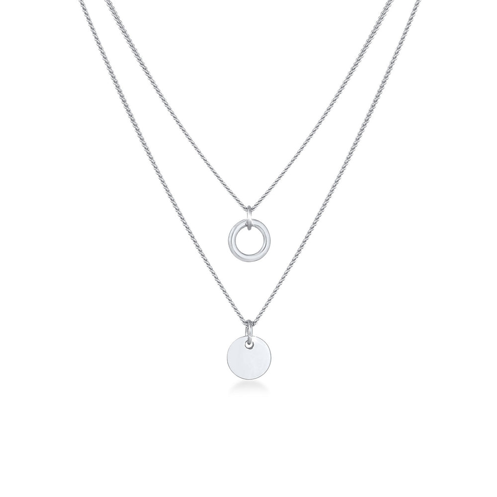 Layer-Halskette Plättchen Kreis