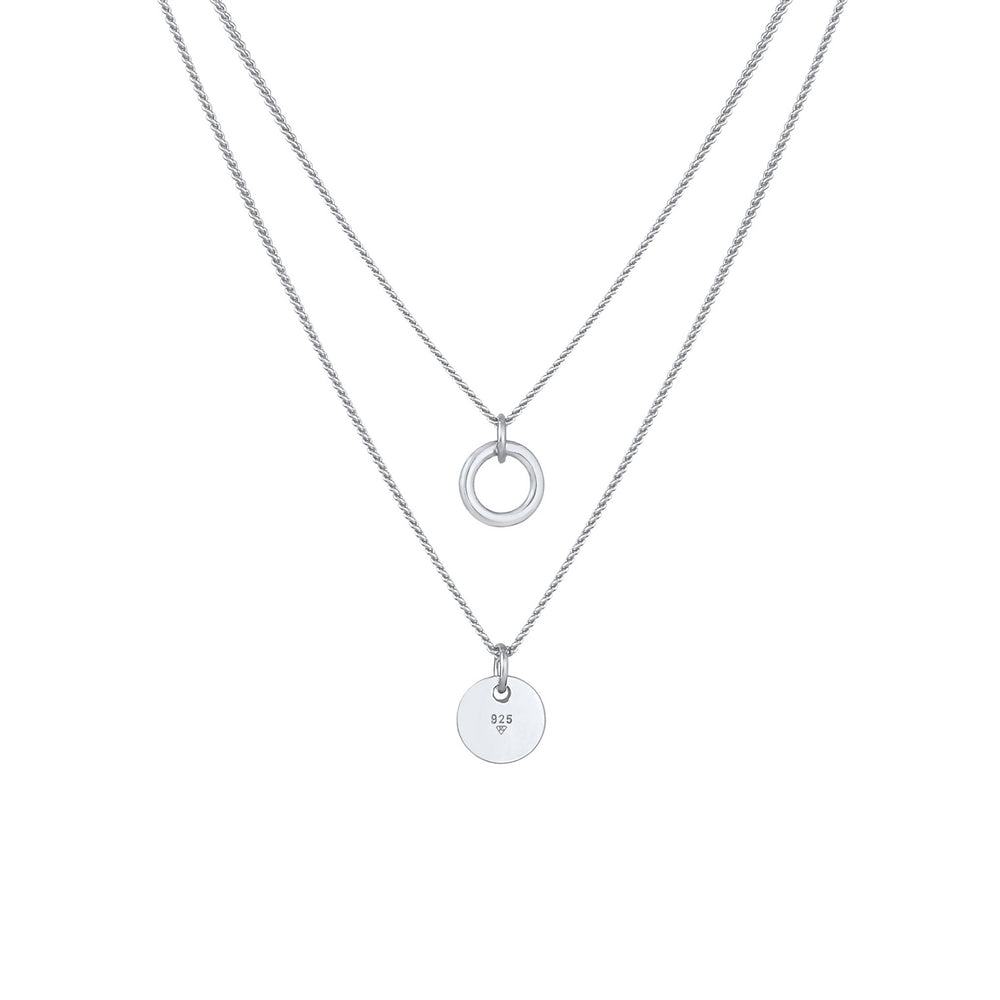Layer-Halskette Plättchen Kreis