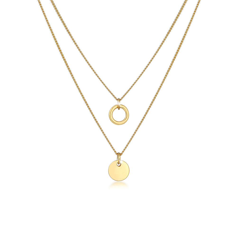 Layer-Halskette Plättchen Kreis