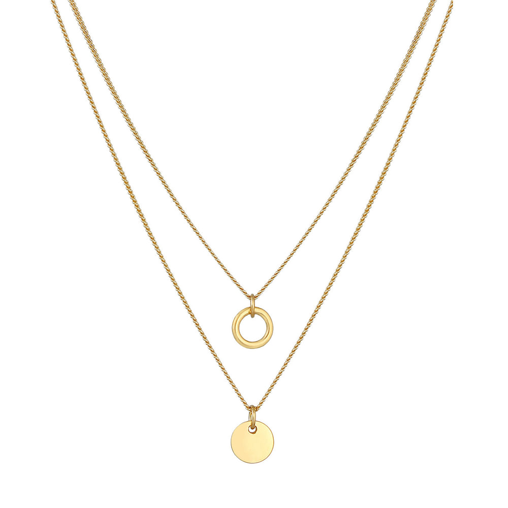 Layer-Halskette Plättchen Kreis