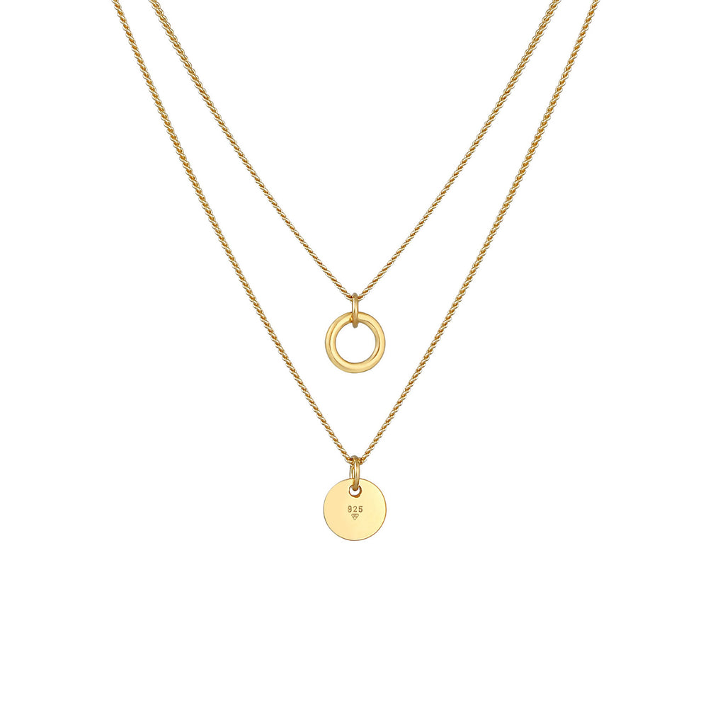 Layer-Halskette Plättchen Kreis