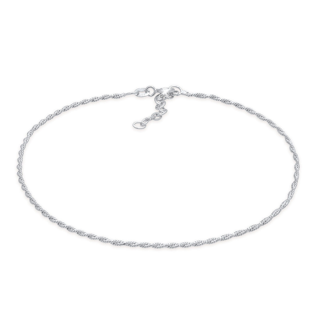 Silber - Elli | Kordel-Fußkettchen | 925er Sterling Silber