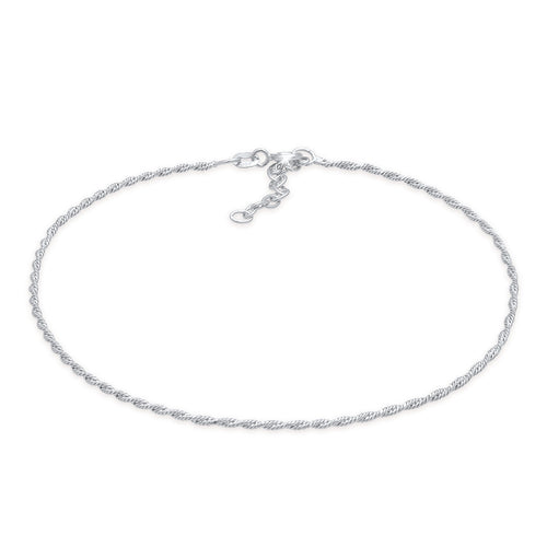 Silber - Elli | Kordel-Fußkettchen | 925er Sterling Silber