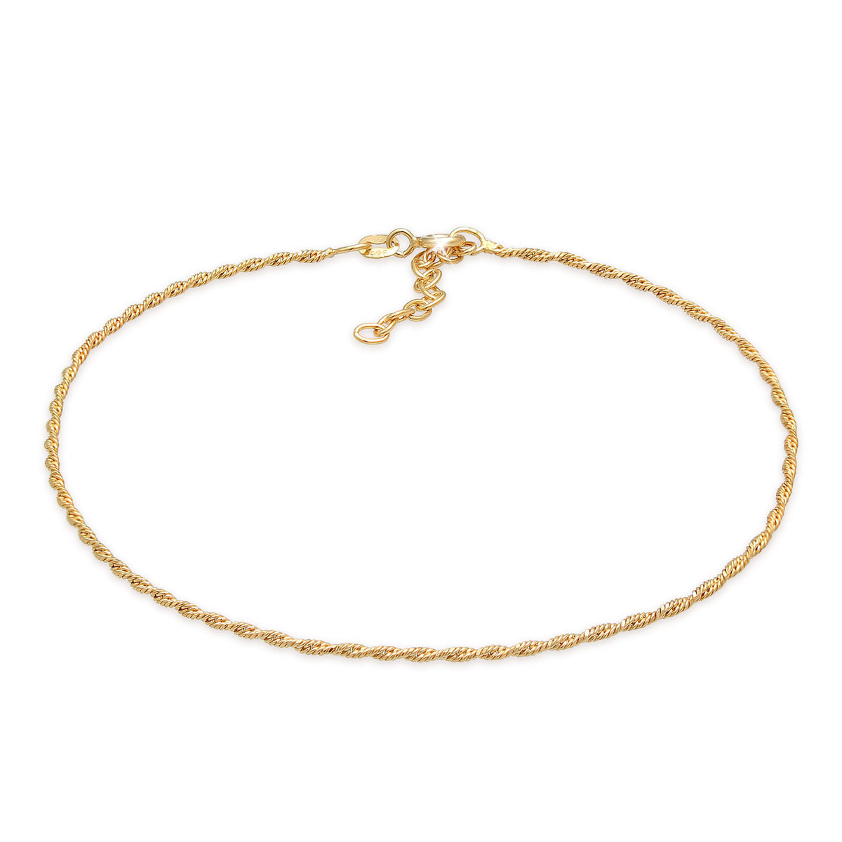 Gold - Elli | Kordel-Fußkettchen | 925 Sterling Silber vergoldet