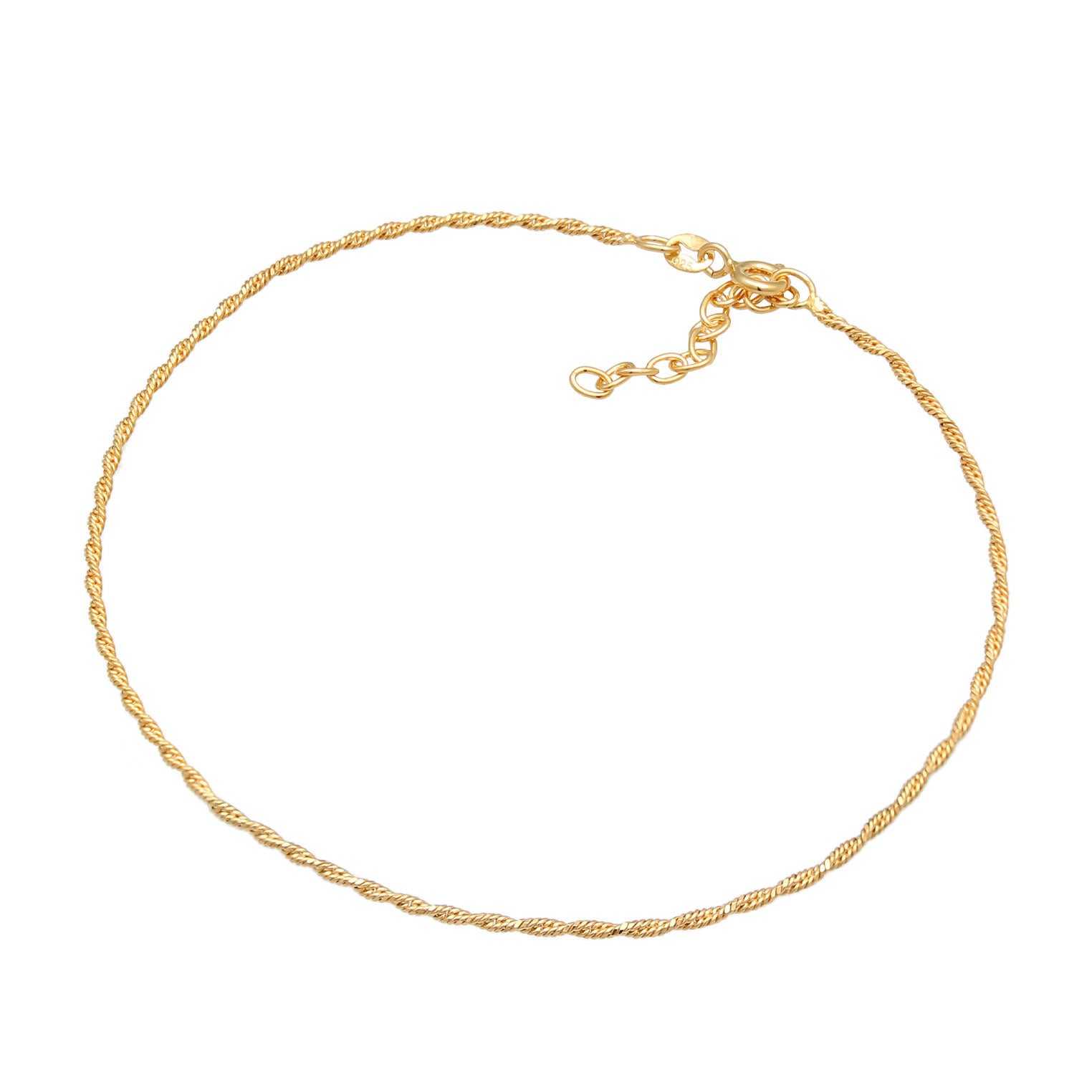 Gold - Elli | Kordel-Fußkettchen | 925 Sterling Silber vergoldet