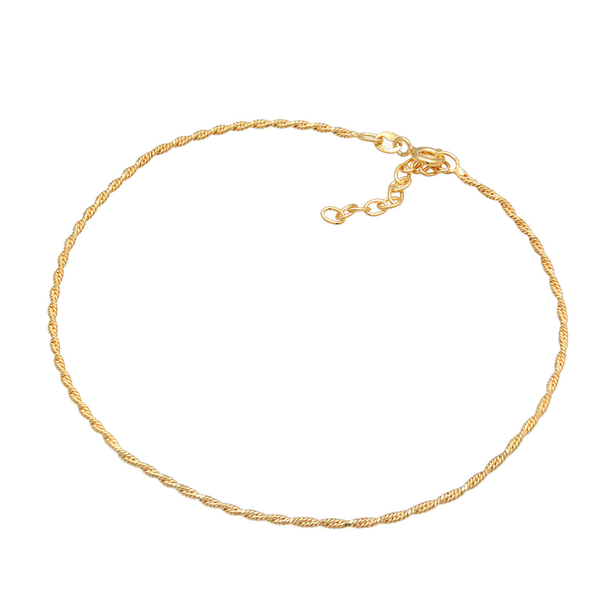 Gold - Elli | Kordel-Fußkettchen | 925 Sterling Silber vergoldet